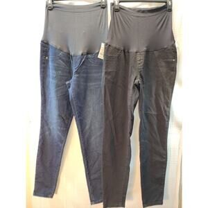 2 Sonoma Jeggings Maternity Size 10 Blue Black Jeans Pull On Over The Belly